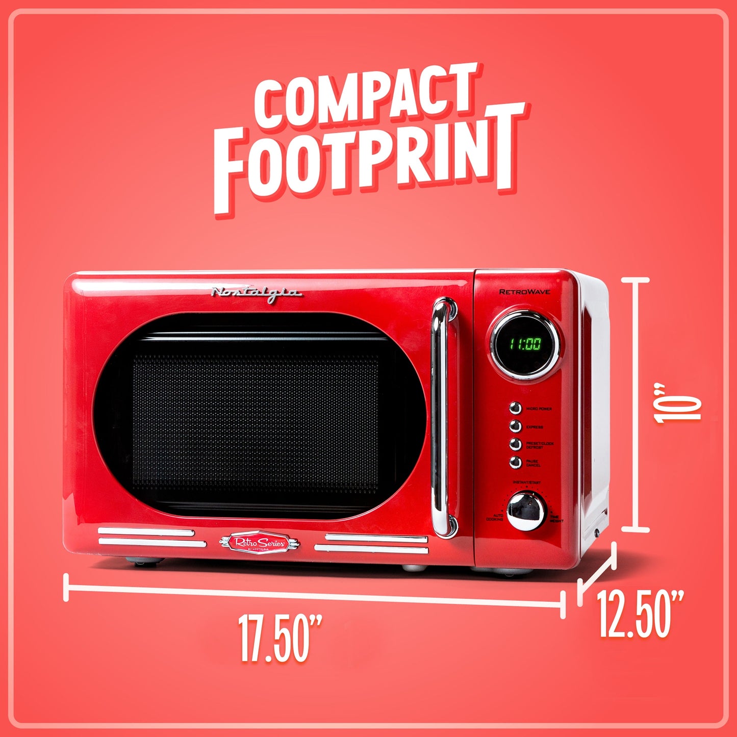 0.7 Cu Ft Retro Microwave Oven, 700W Countertop Microwave Oven with Digital