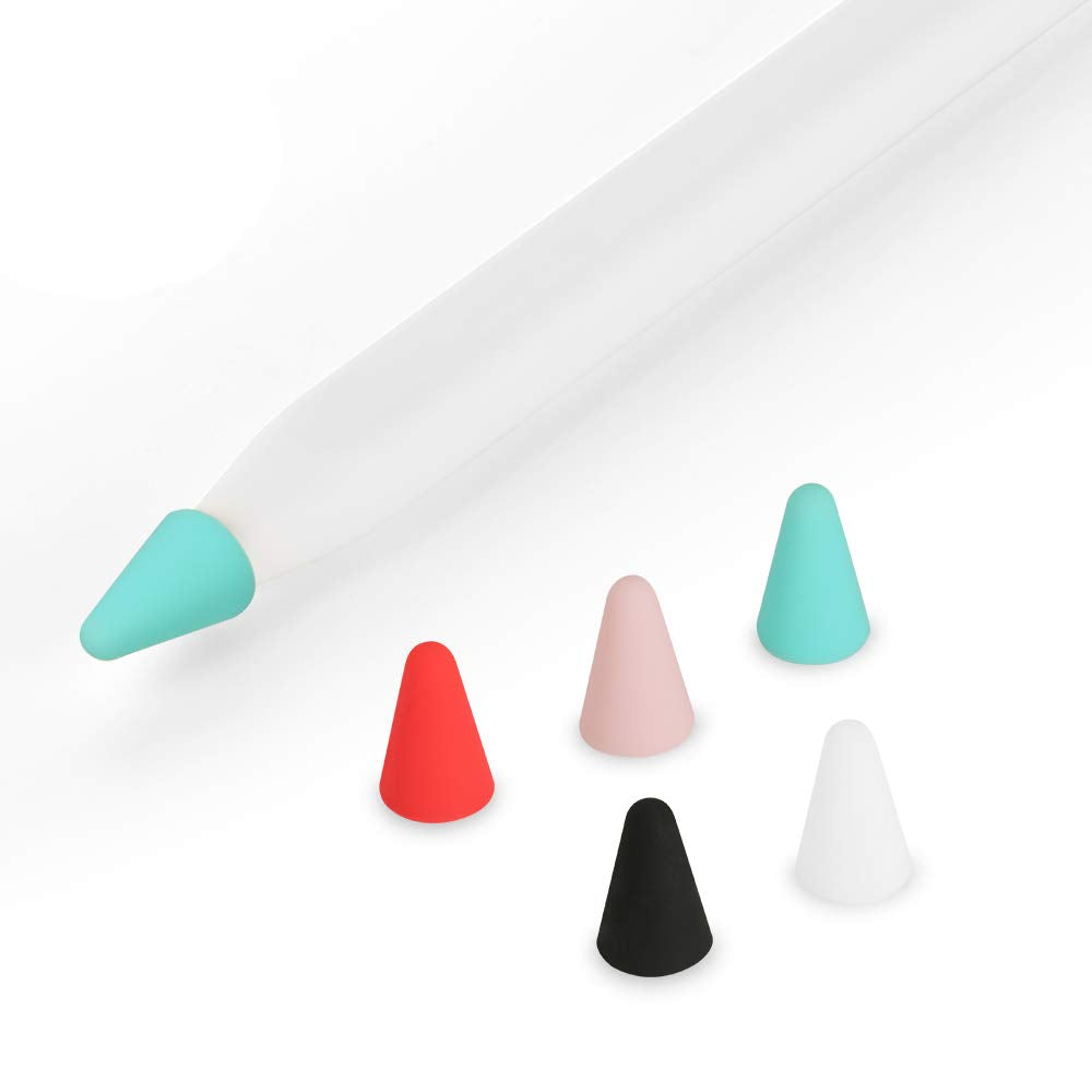 ZALU Silicone Nibs Cover Writing Protection for iPad Pencil Compatible with Apple Pencil Tips (2nd Gen) (Red+Pink+Mint Green+Black+White)