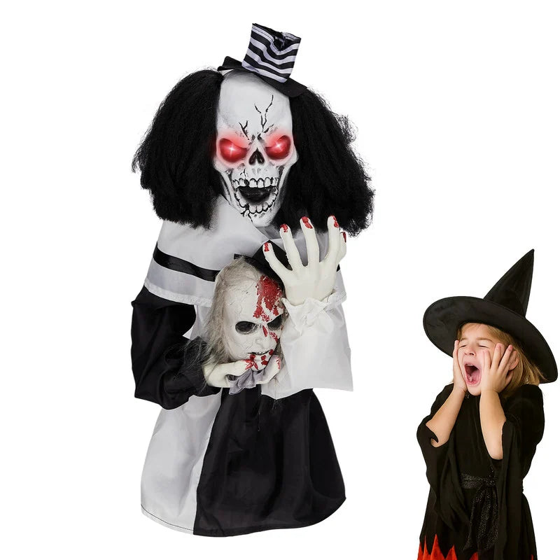 1.8Ft Halloween Decoration Scary Clown Sound-Actived Party Decor with Creepy Sound
