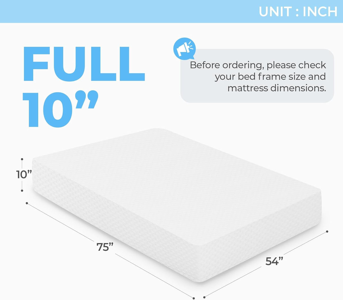 10 Inch Cooling Gel Memory Foam Mattress for Comfort