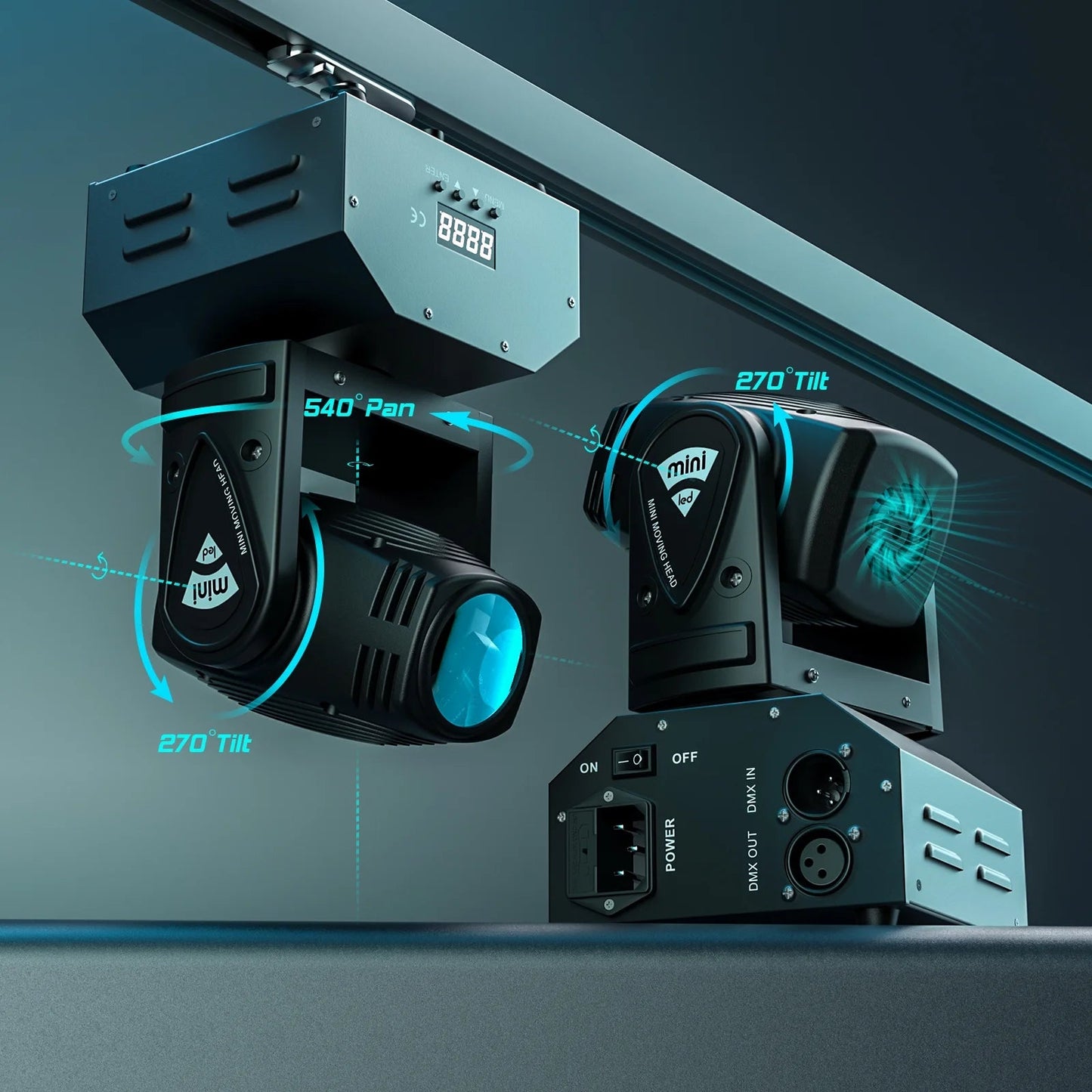 1-Pack 100W Mini LED Moving Head Spotlight - RGBW Stage Light W/ DMX & Sound Control, 11/13 Channels for DJ, Disco, Club, Party, Wedding, Bar Events