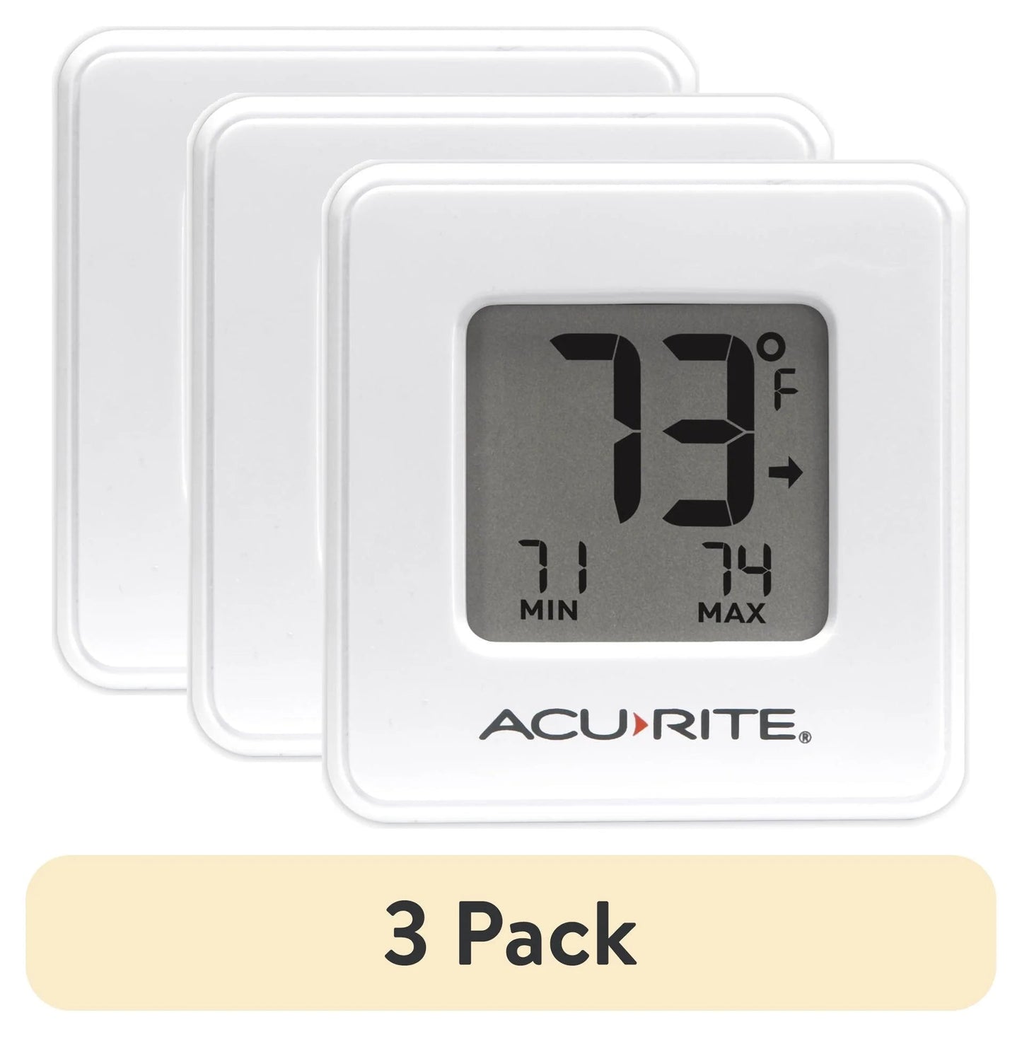 (3 Pack)  White Digital Indoor Thermometer with Compact Display, Battery-Powered, (1 X 3.75 X 6.25)