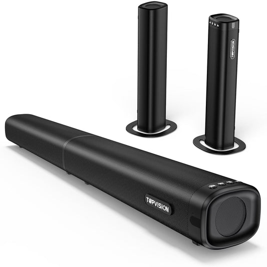100W Sound Bar for TV, 2.2CH Detachable TV Sound Bar with Subwoofer, Bluetooth/Hdmi Arc/Optical/Aux/Usb, 2 in 1 Home Theater Surround Sound for Tv/Pc/Gaming/Projectors