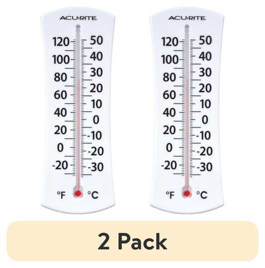 (2 Pack)  8" Analog Thermometer with Easy to Read Numbers; 8"X2"X0.62", Not Battery Powered; Plastic