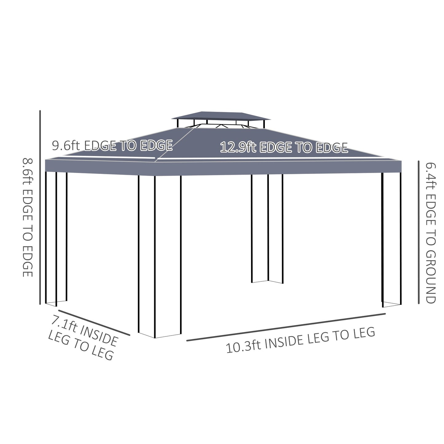 10' x 13' Patio Gazebo, Double Roof Outdoor Gazebo Canopy Shelter with Screen