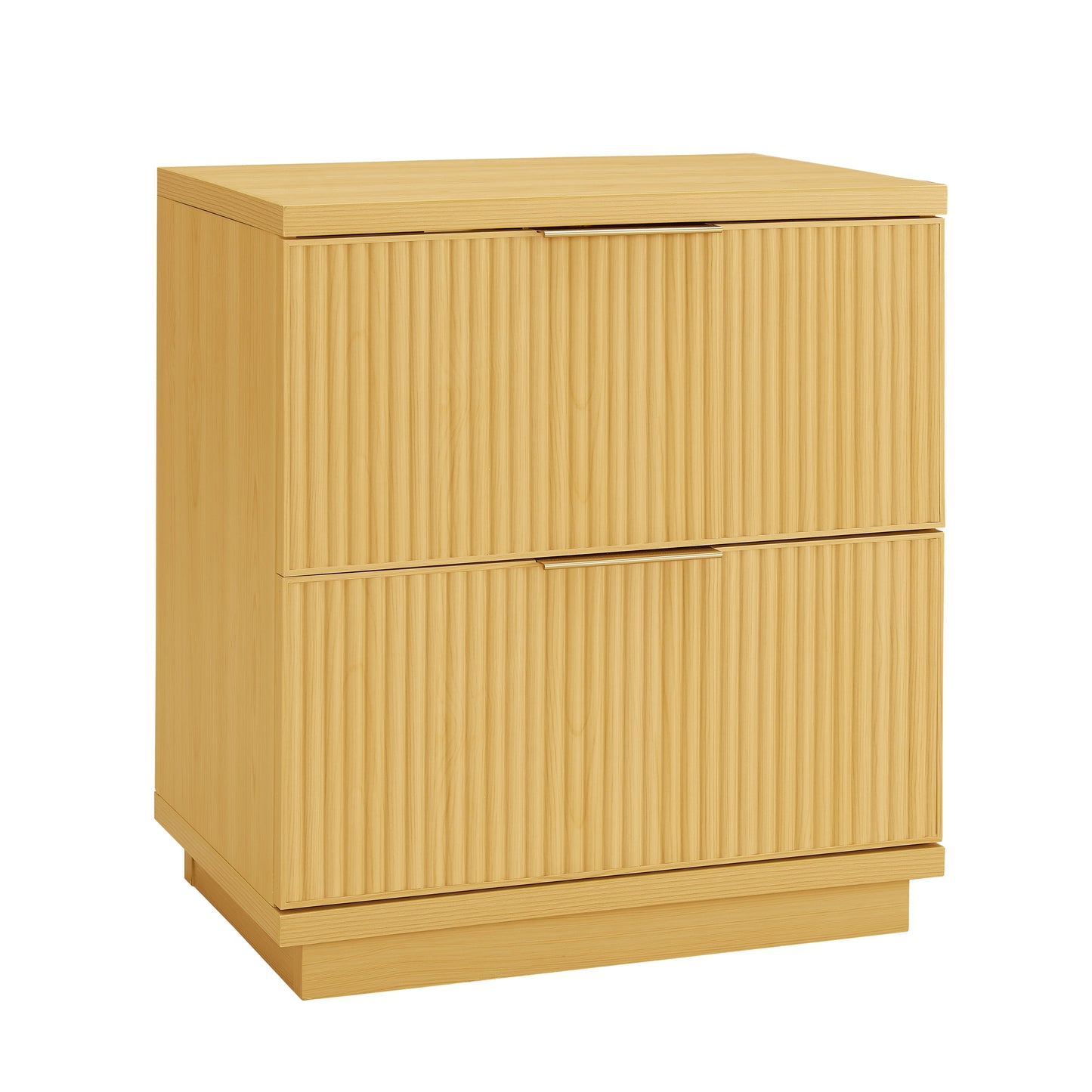 (2 Pack)  Lillian Fluted 2-Drawer Nightstand with USB, Natural Pine