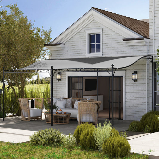 10' x 16' Wall - Mounted Outdoor Pergola Canopy, Metal Patio Canopy with