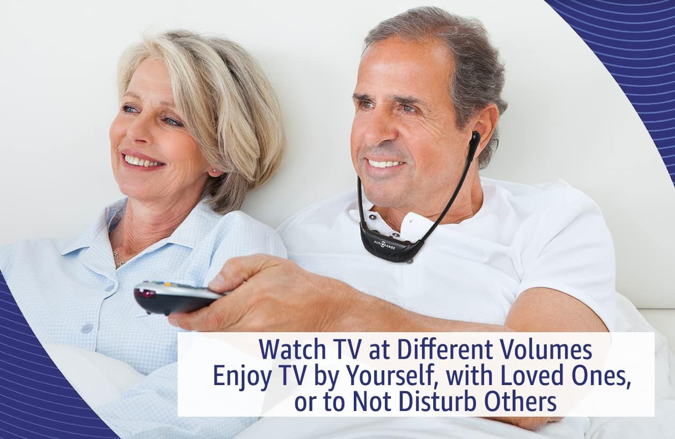 【NEW Model】 Seniors & Hard of Hearing | Wireless TV Headset by  | Delay-Free, Lightweight, Comfortable, Rechargeable In-Ear Headphones for TV Watching, Television Amplifier, RF Headphones