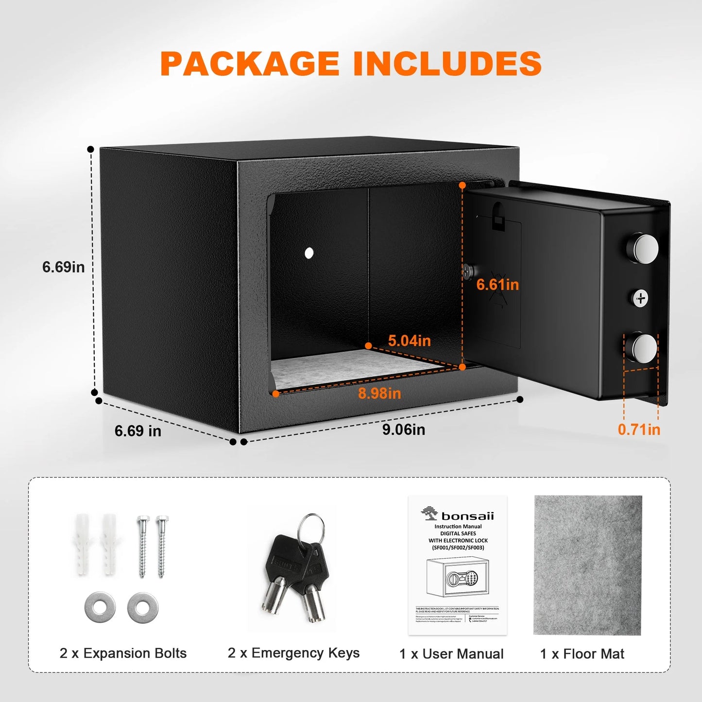 0.23 Cubic Feet Safe Electronic Digital Security Small Money Safe Box with Keypad Lock & Key Lock