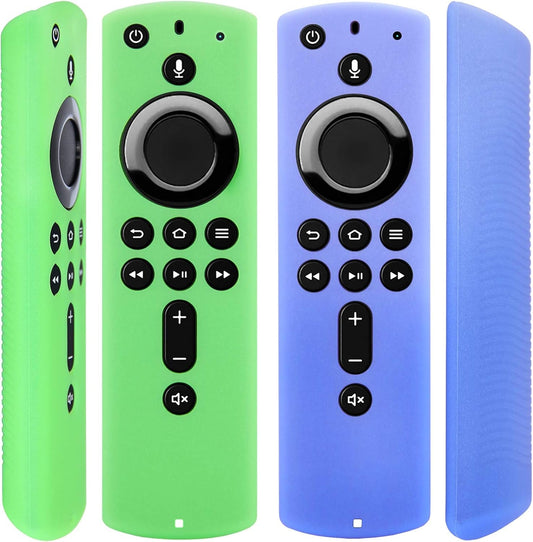 [2 Pack] Semi-Transparent Remote Case for Fire TV Stick 4K / Fire TV Cube/Fire TV (3Rd Gen) Compatible with All-New 2Nd Gen Alexa Voice Remote Control (Translucent Blue Green)