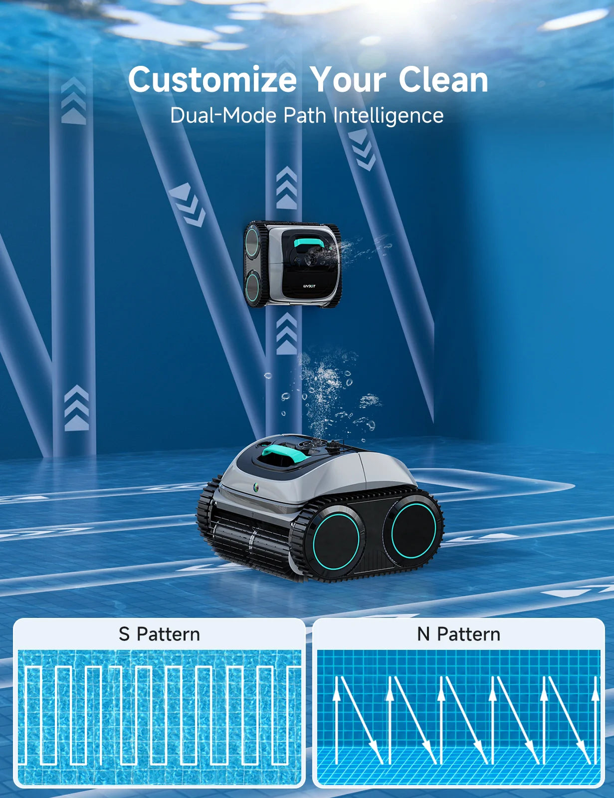 (2026 Upgrade) WYBOT C1 Pool Vacuum for Inground Pools, 4-in-1 Cordless Robotic Pool Cleaner - Green with Black