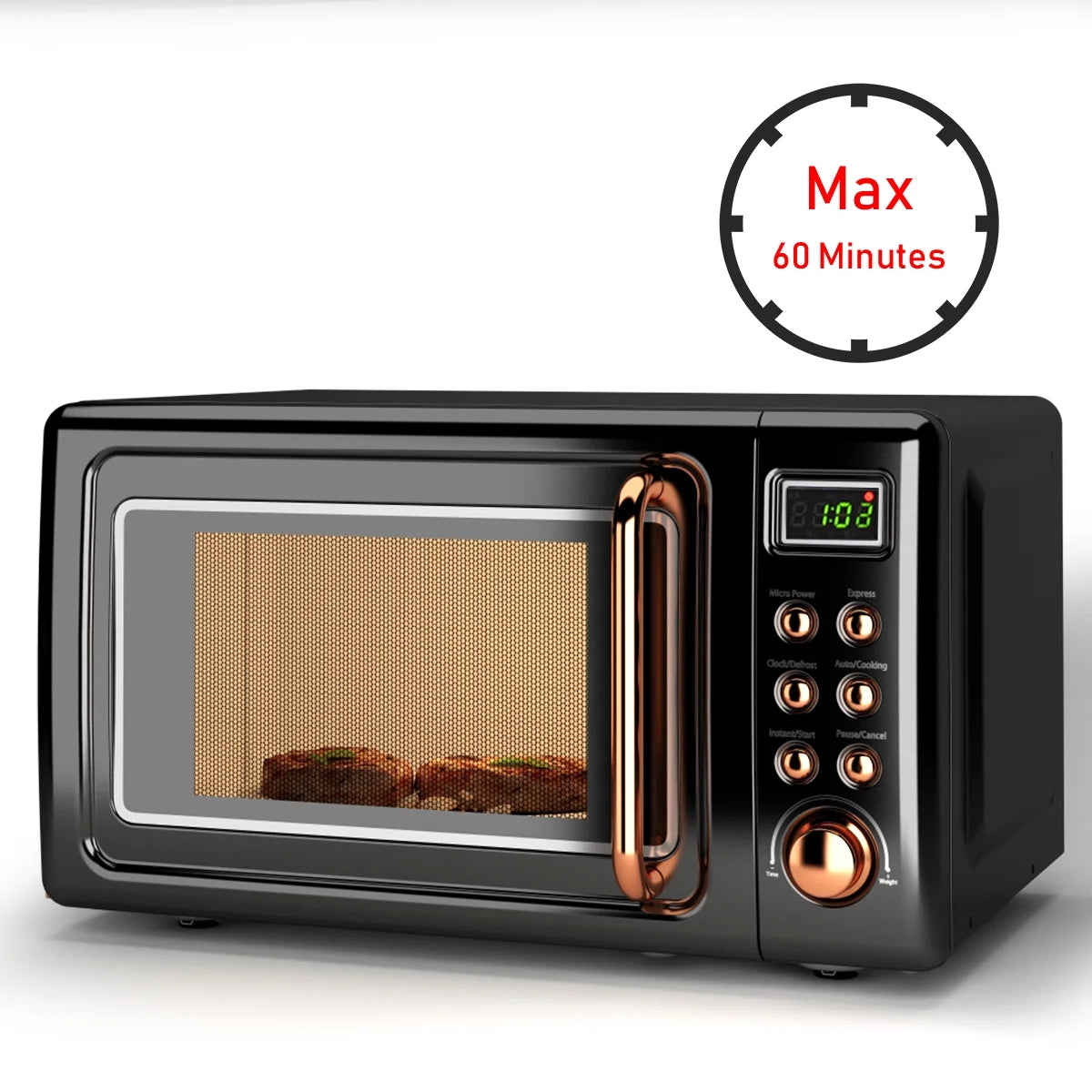 0.7 Cu.Ft Retro Countertop Microwave Oven 700W LED Display Glass Turntable Rose