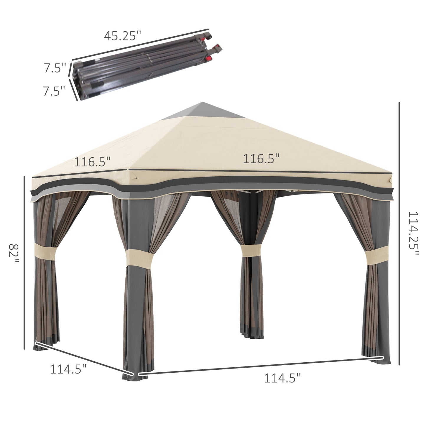 10' x 10' Pop Up Canopy Tent with Netting, Instant Tents for Parties, Height