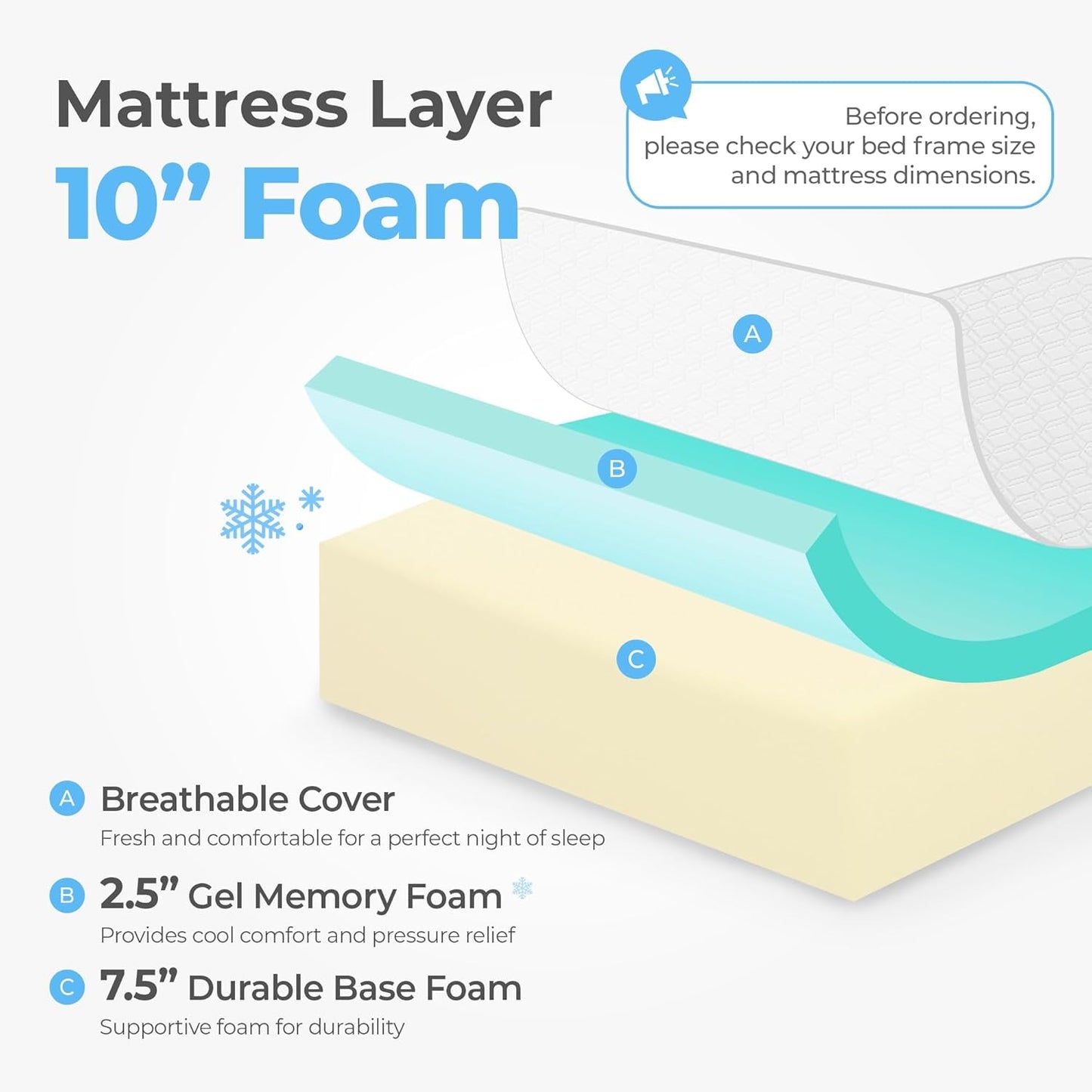 10 Inch Cooling Gel Memory Foam Mattress for Comfort