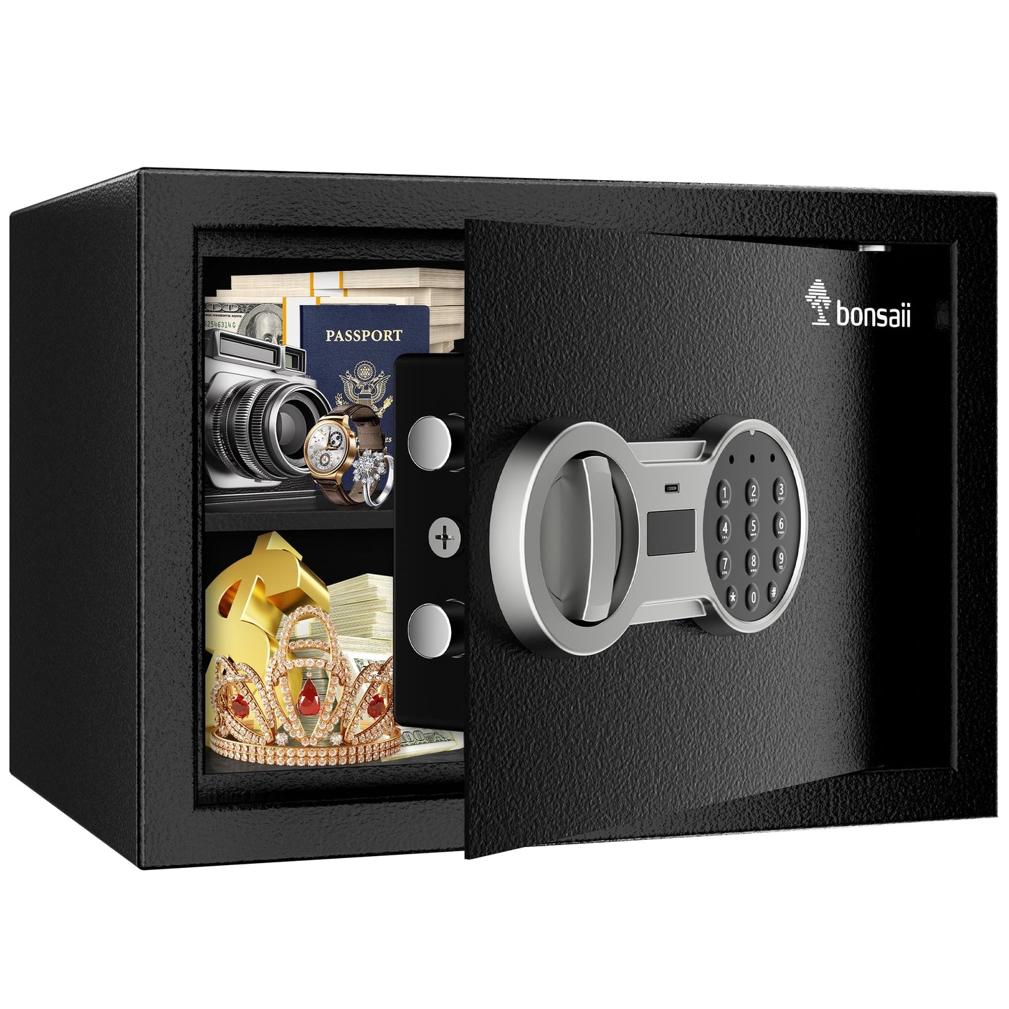 0.6 Cubic Feet Safe Box Electronic Digital Security Money Documents Safe with Removable Shelf for Home Office Hotel