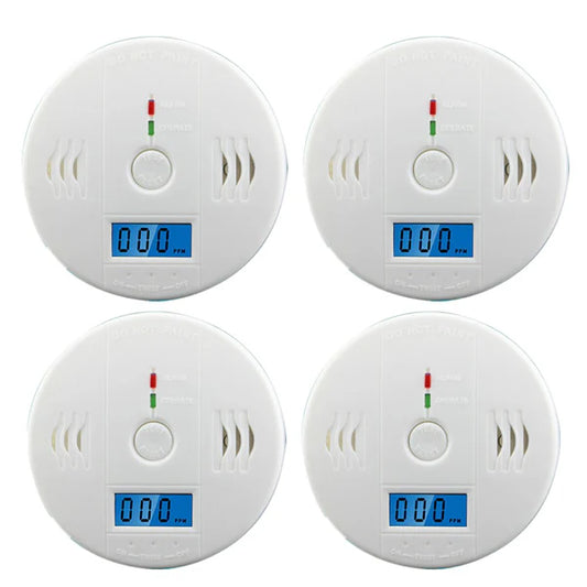 (4 Pack)LCD Display CO Carbon Monoxide Gas Detector Device Home Safety Alarm