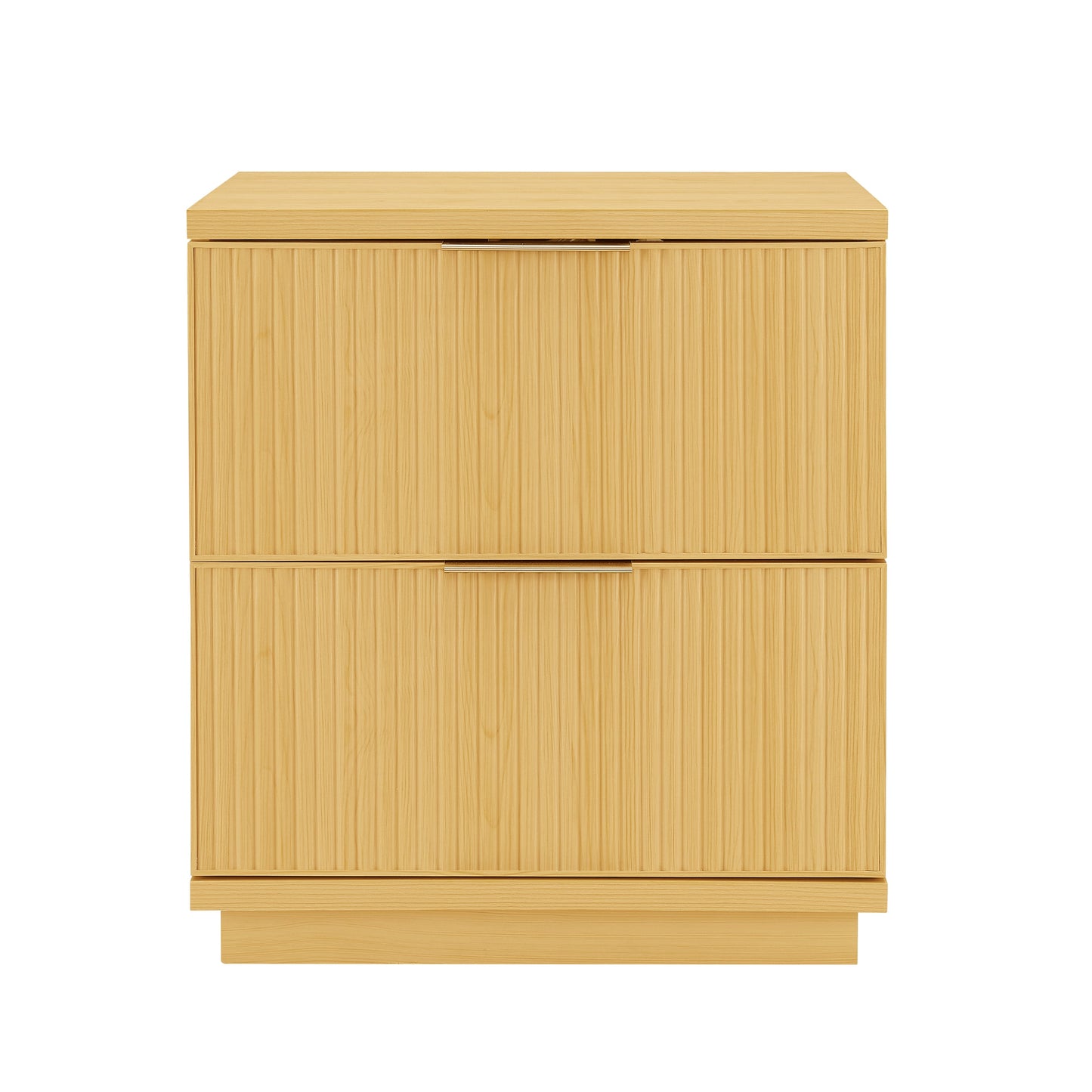 (2 Pack)  Lillian Fluted 2-Drawer Nightstand with USB, Natural Pine
