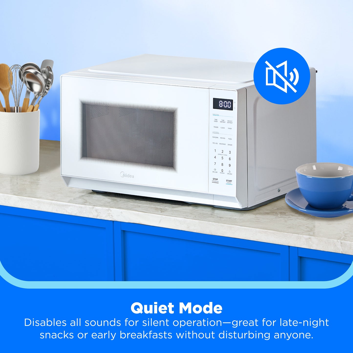 1.1 Cu. Ft. Countertop Microwave Oven, 1000W, Small Microwave for Apartment, Dorm, Kitchen, White