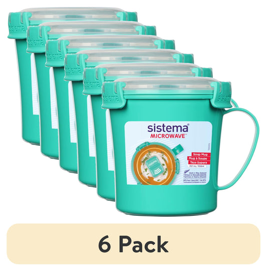(6 Pack)  Microwave Medium Soup Mug | Microwave Food Container | 656Ml. | Bpa-Free | Minty Teal [21107-8T]