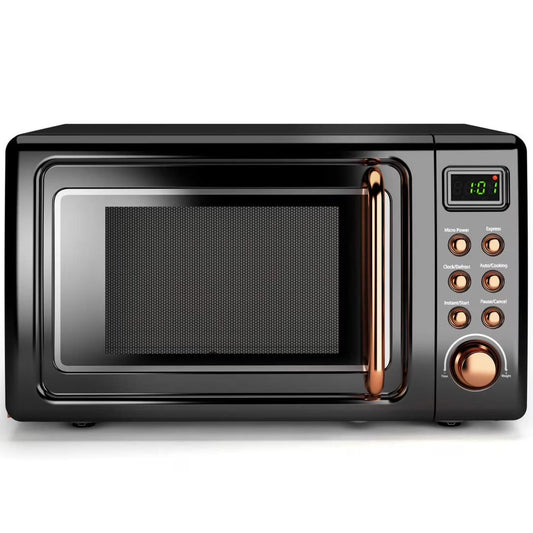 0.7 Cu.Ft Retro Countertop Microwave Oven 700W LED Display Glass Turntable Rose