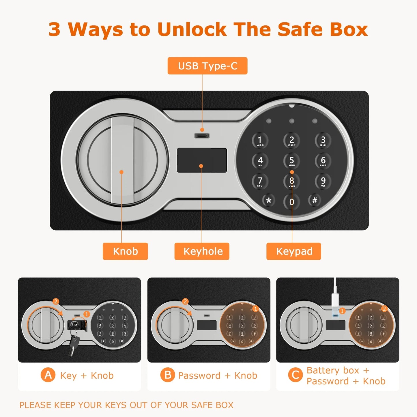 0.6 Cubic Feet Safe Box Electronic Digital Security Money Documents Safe with Removable Shelf for Home Office Hotel