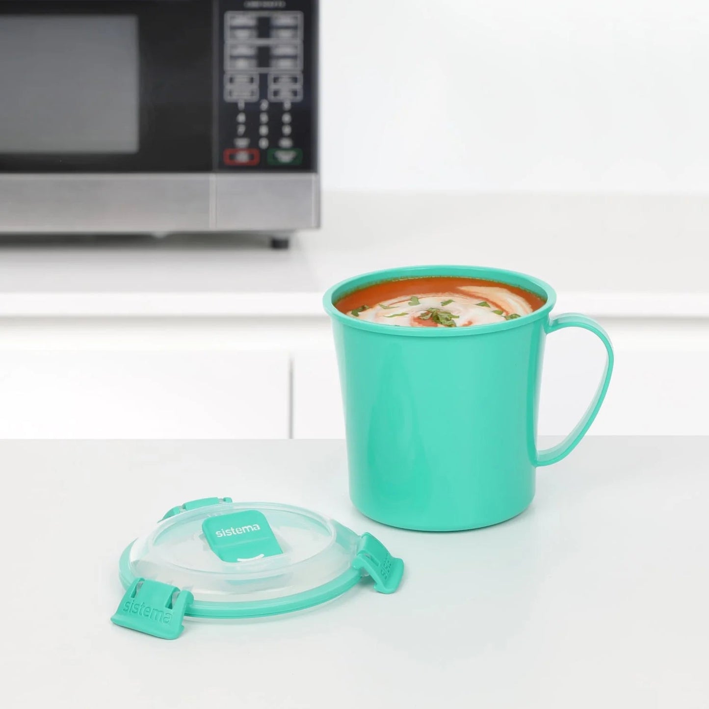 (6 Pack)  Microwave Medium Soup Mug | Microwave Food Container | 656Ml. | Bpa-Free | Minty Teal [21107-8T]