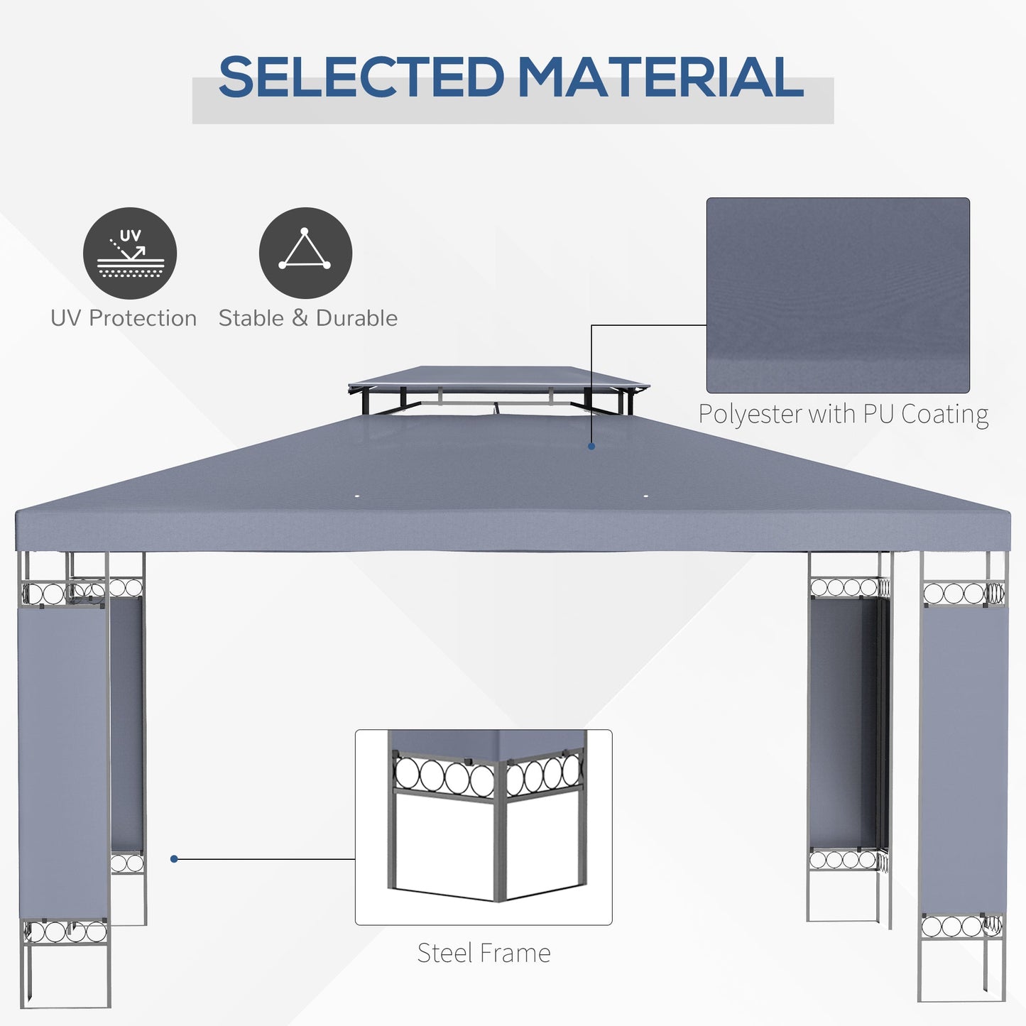 10' x 13' Patio Gazebo, Double Roof Outdoor Gazebo Canopy Shelter with Screen