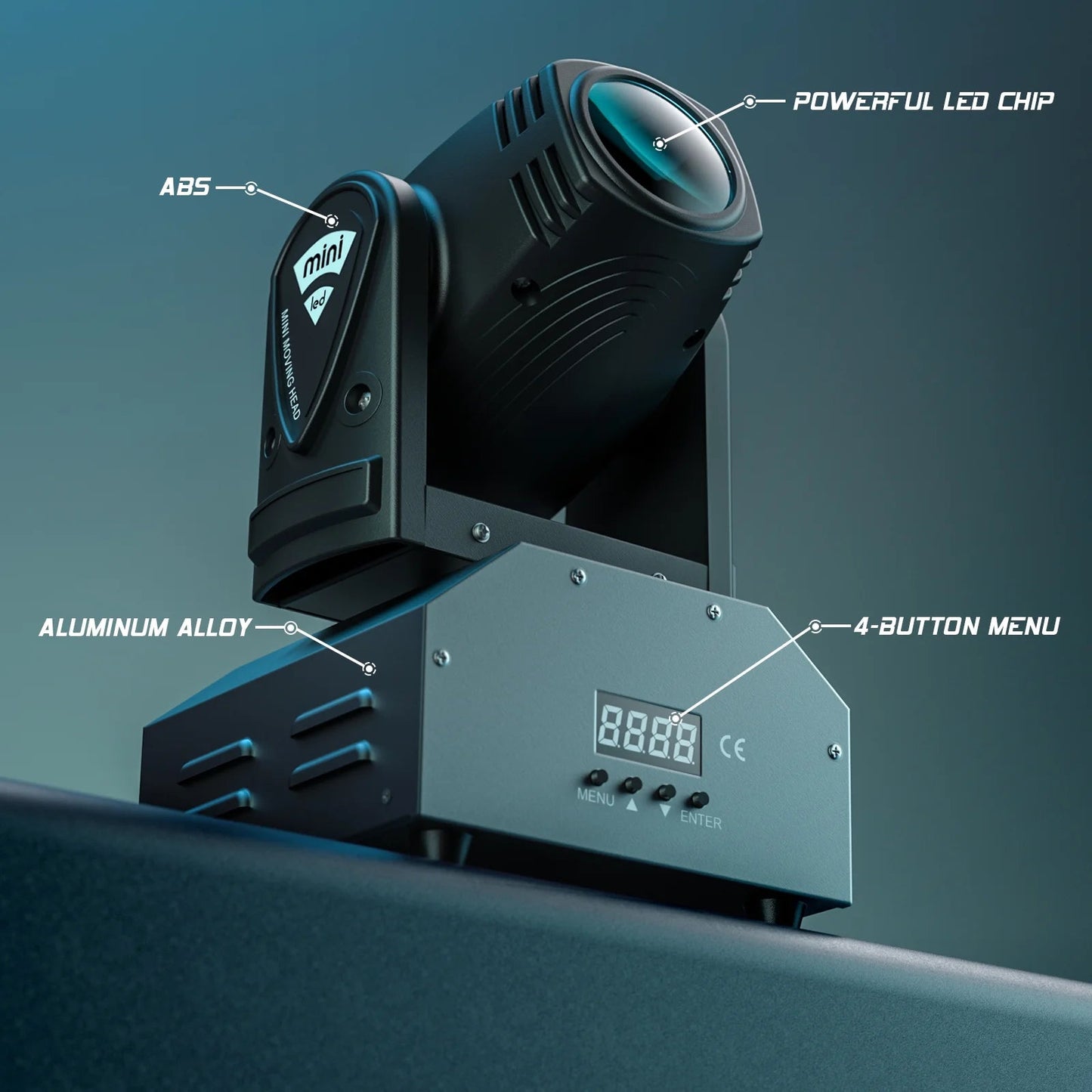 1-Pack 100W Mini LED Moving Head Spotlight - RGBW Stage Light W/ DMX & Sound Control, 11/13 Channels for DJ, Disco, Club, Party, Wedding, Bar Events