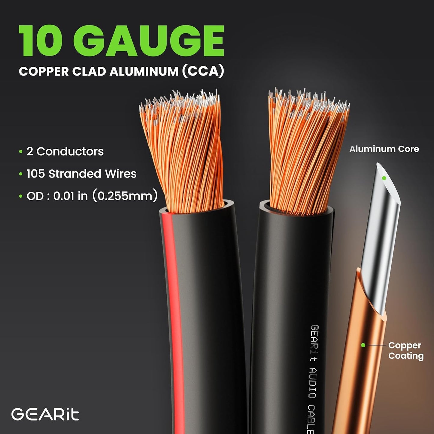 10 Gauge Speaker Wire, Speaker Cable 100Ft for Car Audio, Home Theater,