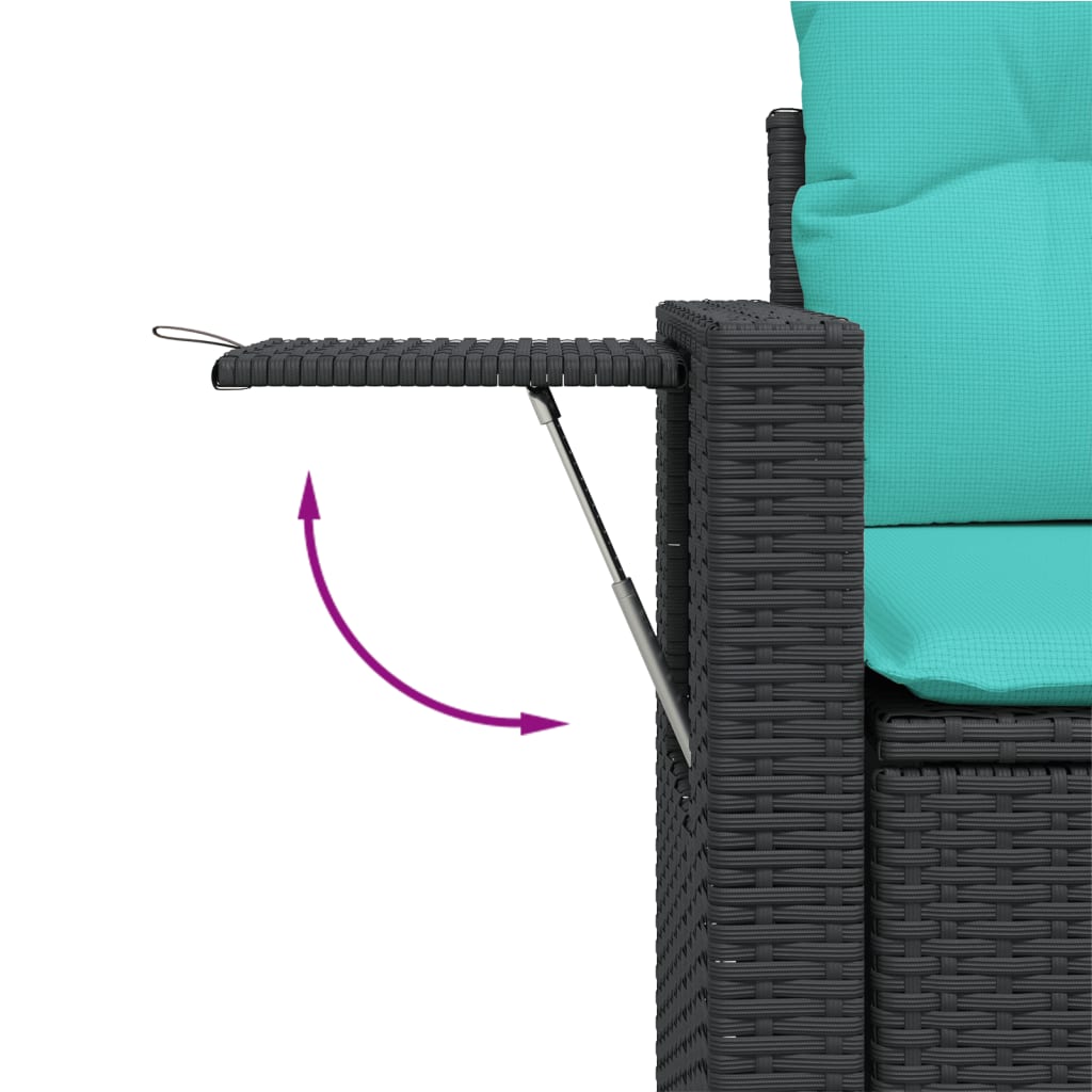 10 Piece Patio Sofa Set with Cushions Black Poly Rattan