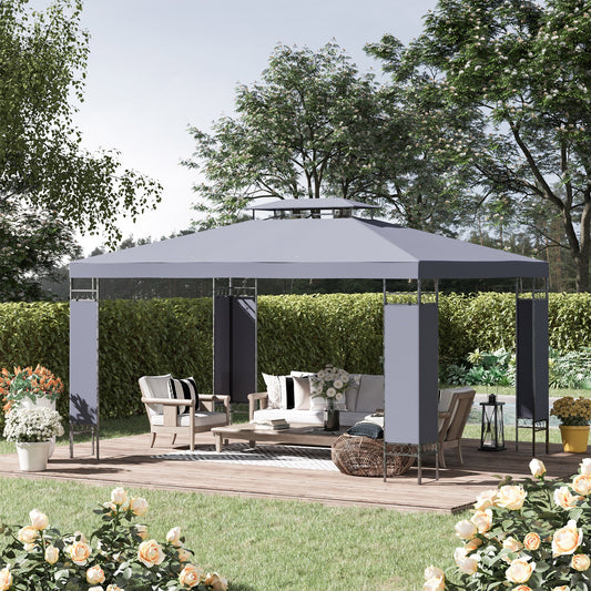 10' x 13' Patio Gazebo, Double Roof Outdoor Gazebo Canopy Shelter with Screen