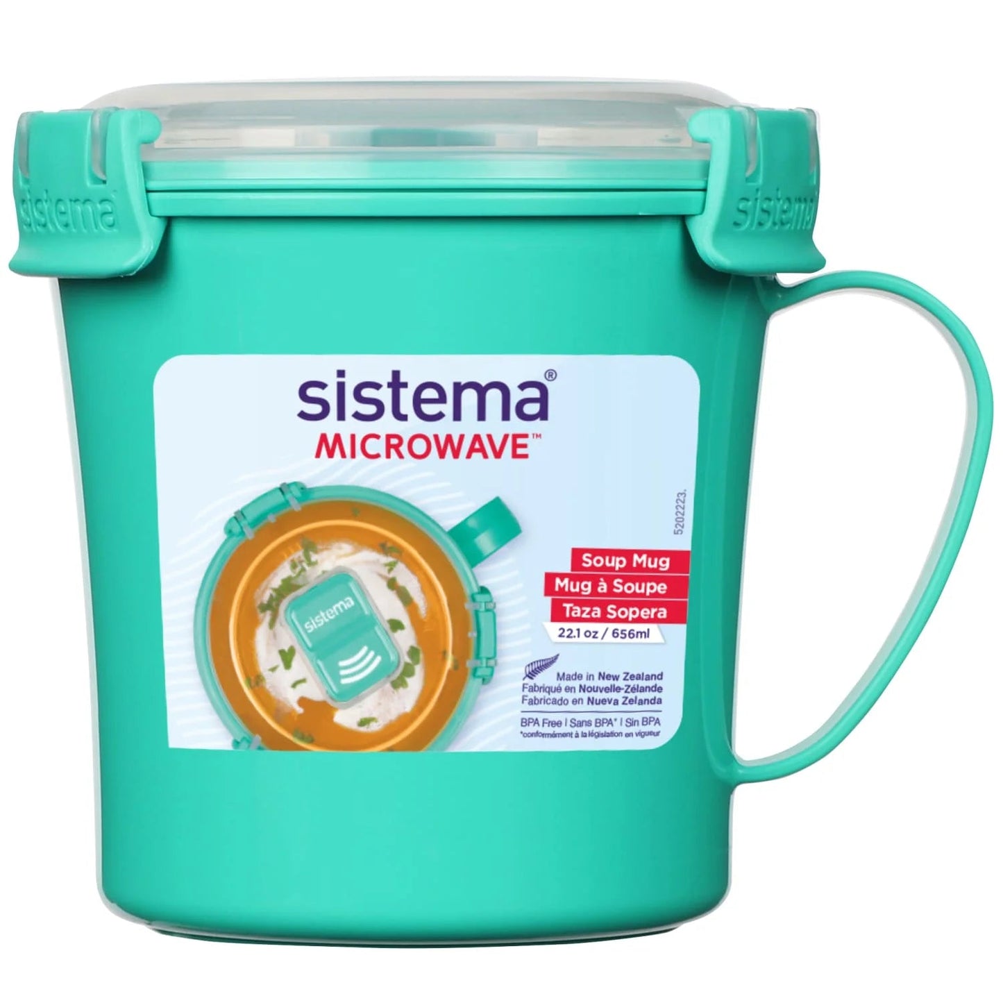 (6 Pack)  Microwave Medium Soup Mug | Microwave Food Container | 656Ml. | Bpa-Free | Minty Teal [21107-8T]