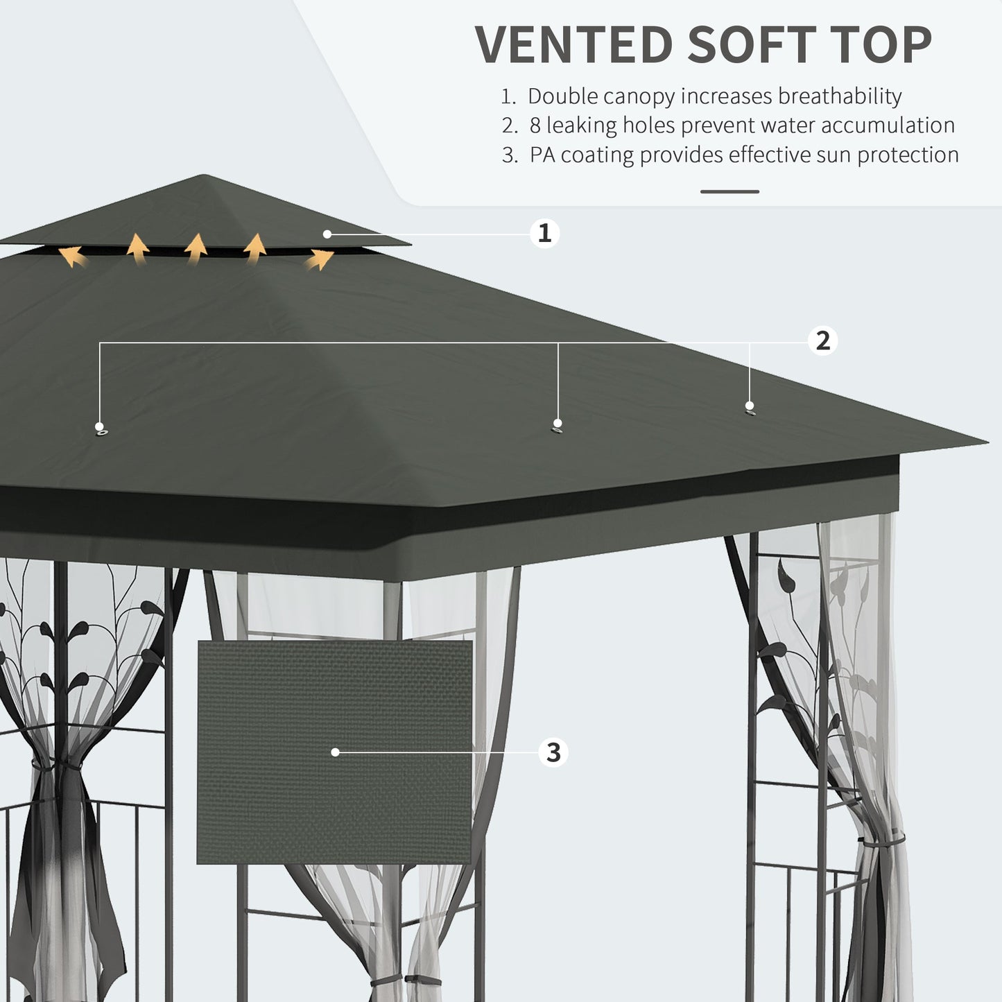 10' x 10' Metal Patio Gazebo, Double Roof Outdoor Gazebo Canopy Shelter with