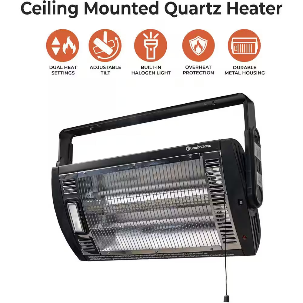 1,500-Watt Electric Infrared Ceiling Mount Quartz Portable Heater
