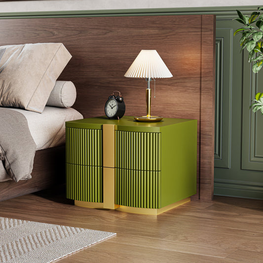 - Lunera Modern Storage Nightstand with Fluted Design and Heavy Duty Base