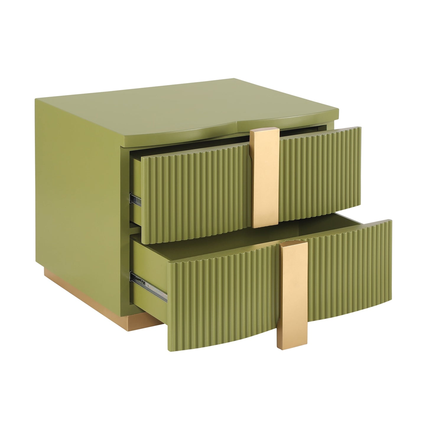 - Lunera Modern Storage Nightstand with Fluted Design and Heavy Duty Base