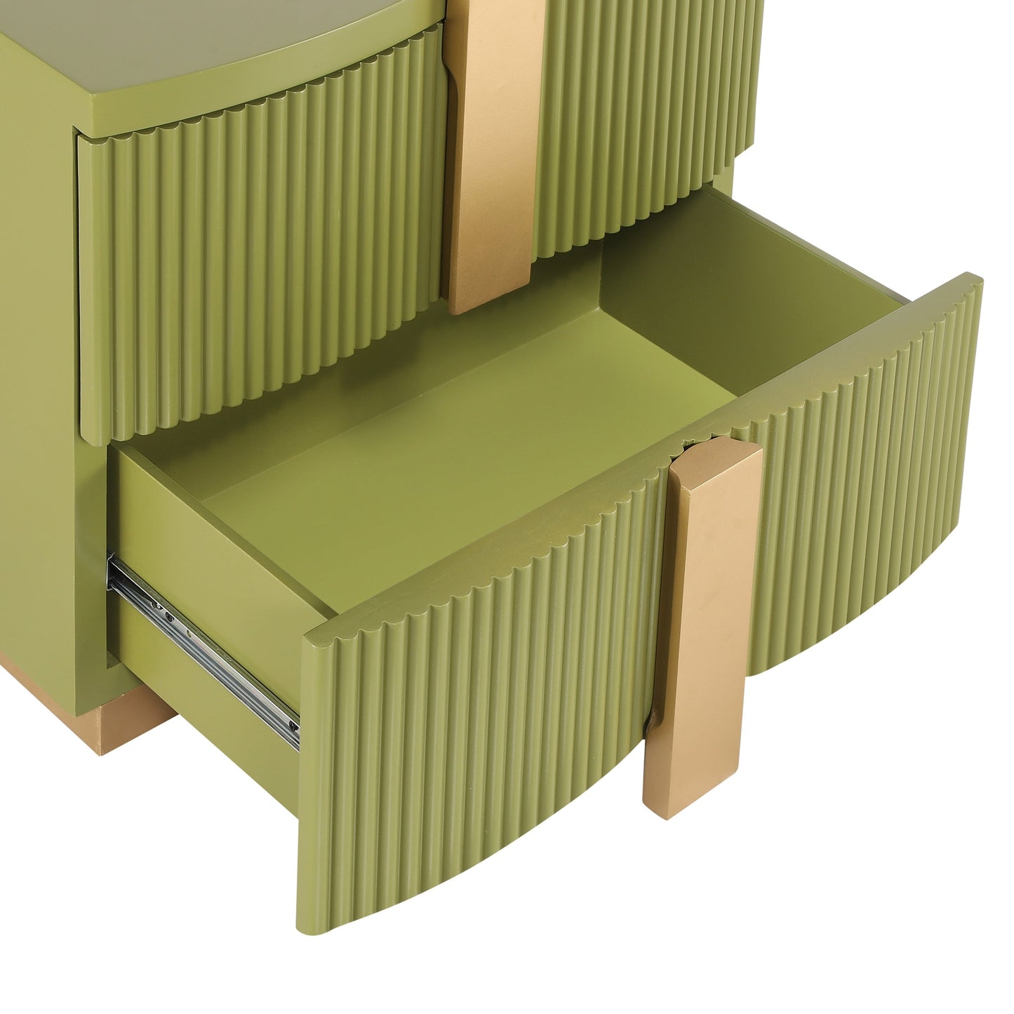 - Lunera Modern Storage Nightstand with Fluted Design and Heavy Duty Base