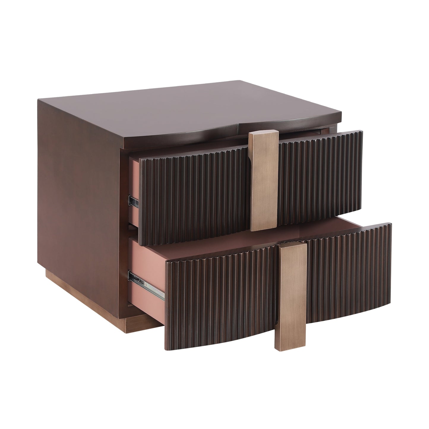- Lunera Modern Storage Nightstand with Fluted Design and Heavy Duty Base