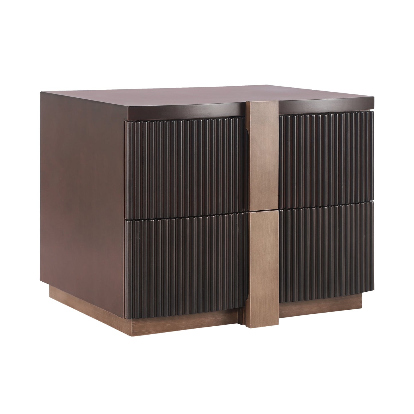 - Lunera Modern Storage Nightstand with Fluted Design and Heavy Duty Base