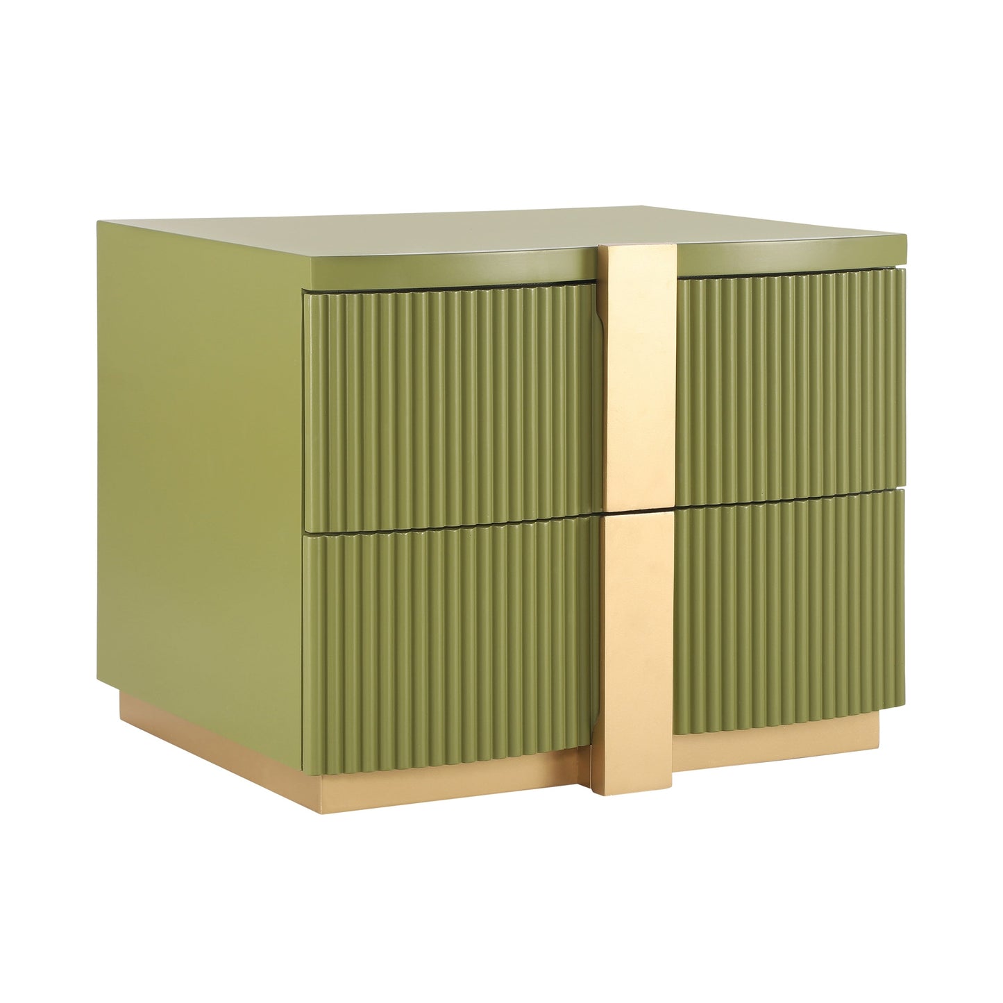 - Lunera Modern Storage Nightstand with Fluted Design and Heavy Duty Base