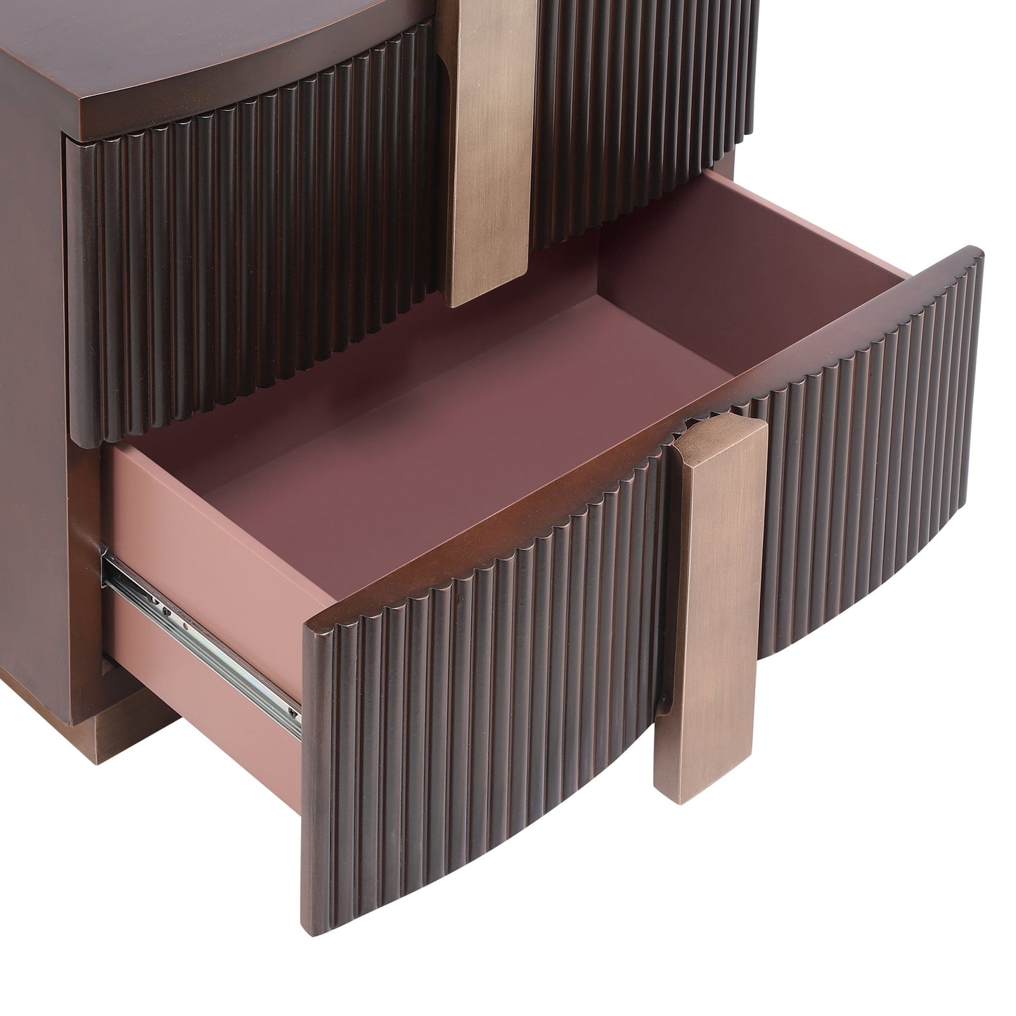 - Lunera Modern Storage Nightstand with Fluted Design and Heavy Duty Base