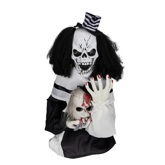 1.8Ft Halloween Decoration Scary Clown Sound-Actived Party Decor with Creepy Sound