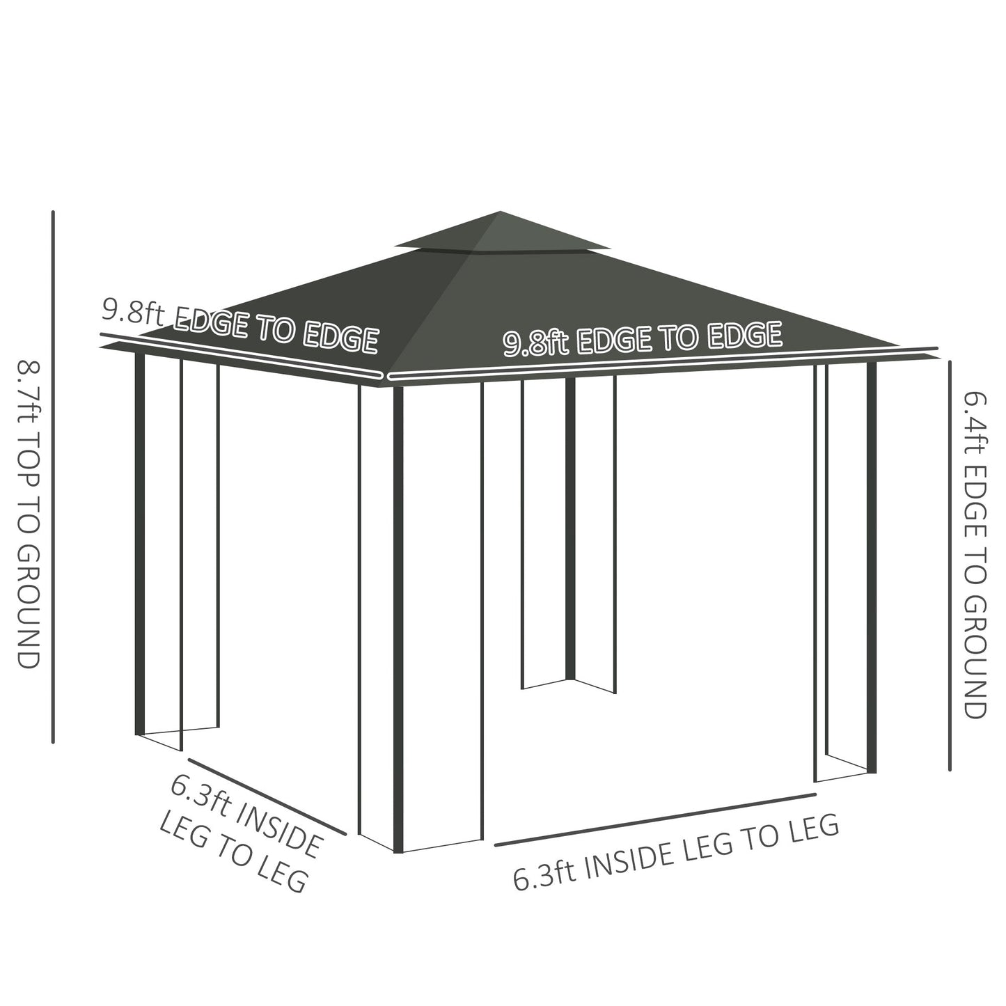 10' x 10' Metal Patio Gazebo, Double Roof Outdoor Gazebo Canopy Shelter with