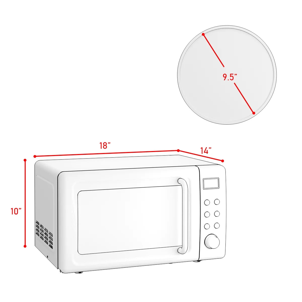 0.7 Cu.Ft Retro Countertop Microwave Oven 700W LED Display Glass Turntable Rose