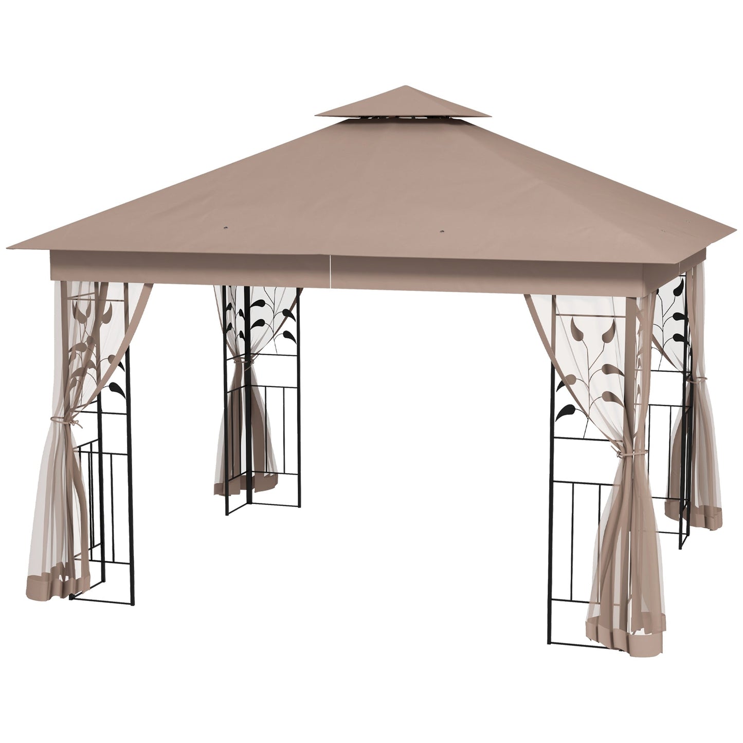 10' x 11.5' Metal Patio Gazebo, Double Roof Outdoor Gazebo Canopy Shelter