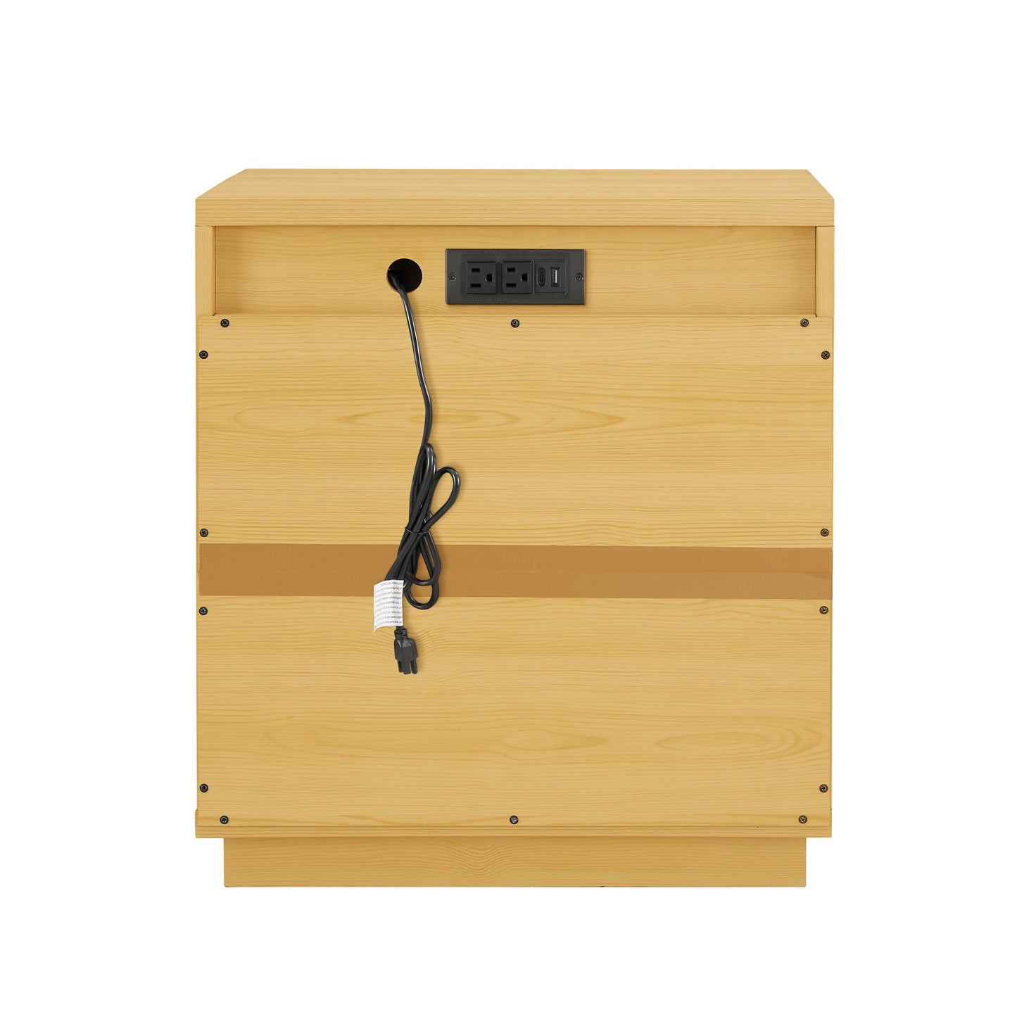 (2 Pack)  Lillian Fluted 2-Drawer Nightstand with USB, Natural Pine