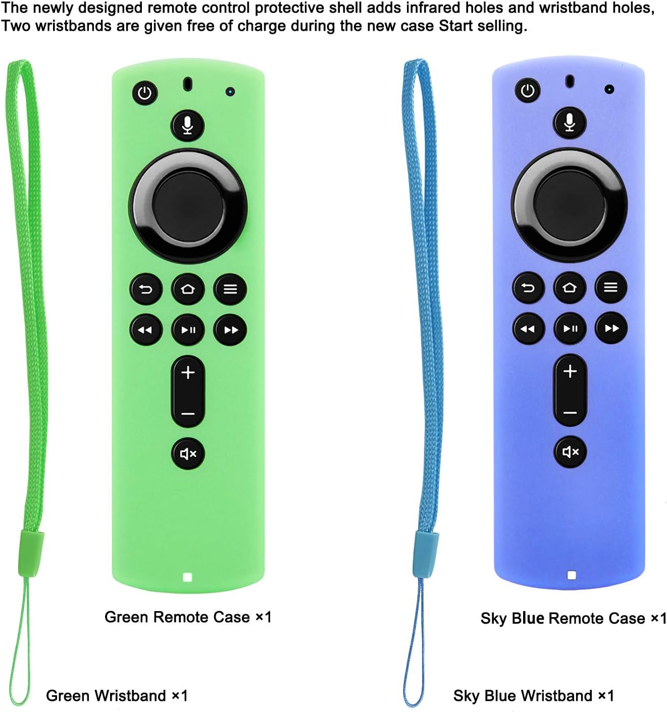 [2 Pack] Semi-Transparent Remote Case for Fire TV Stick 4K / Fire TV Cube/Fire TV (3Rd Gen) Compatible with All-New 2Nd Gen Alexa Voice Remote Control (Translucent Blue Green)