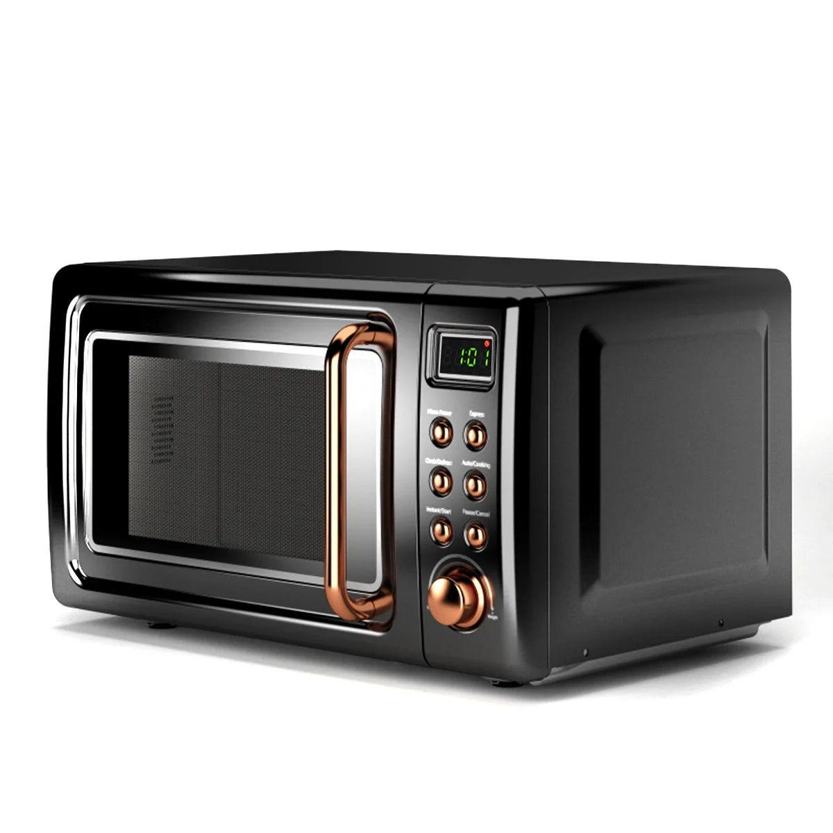 0.7 Cu.Ft Retro Countertop Microwave Oven 700W LED Display Glass Turntable Rose