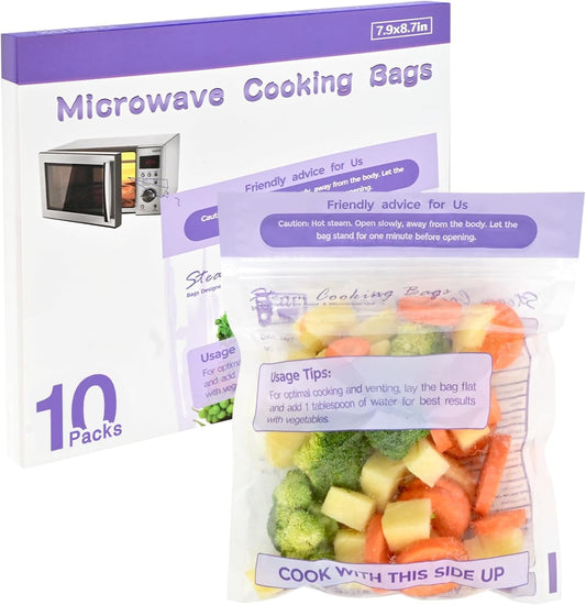 10Pcs Microwave Steamer Bag - Steam Cooking Bag Steam Food Storage Bags Microwav