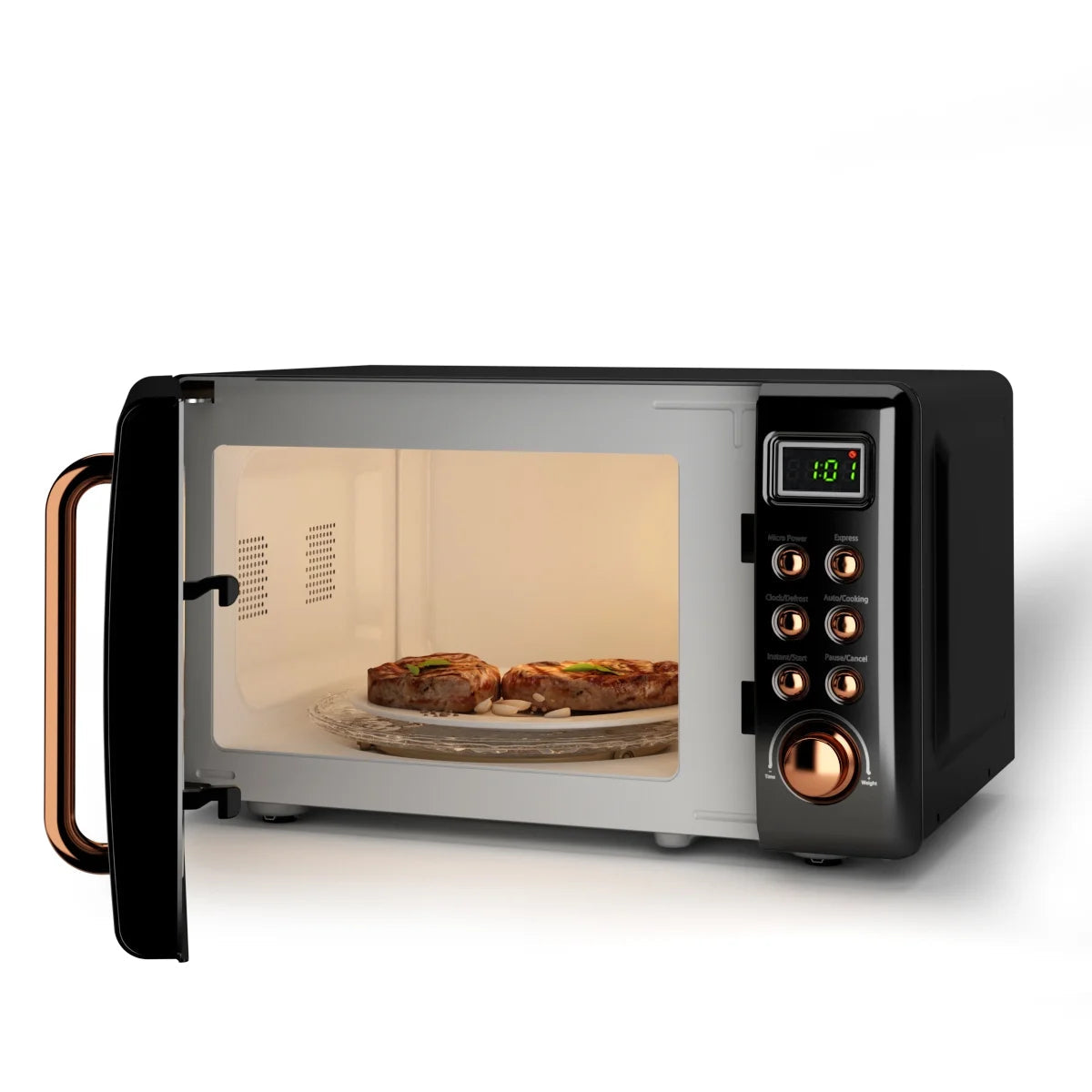 0.7 Cu.Ft Retro Countertop Microwave Oven 700W LED Display Glass Turntable Rose